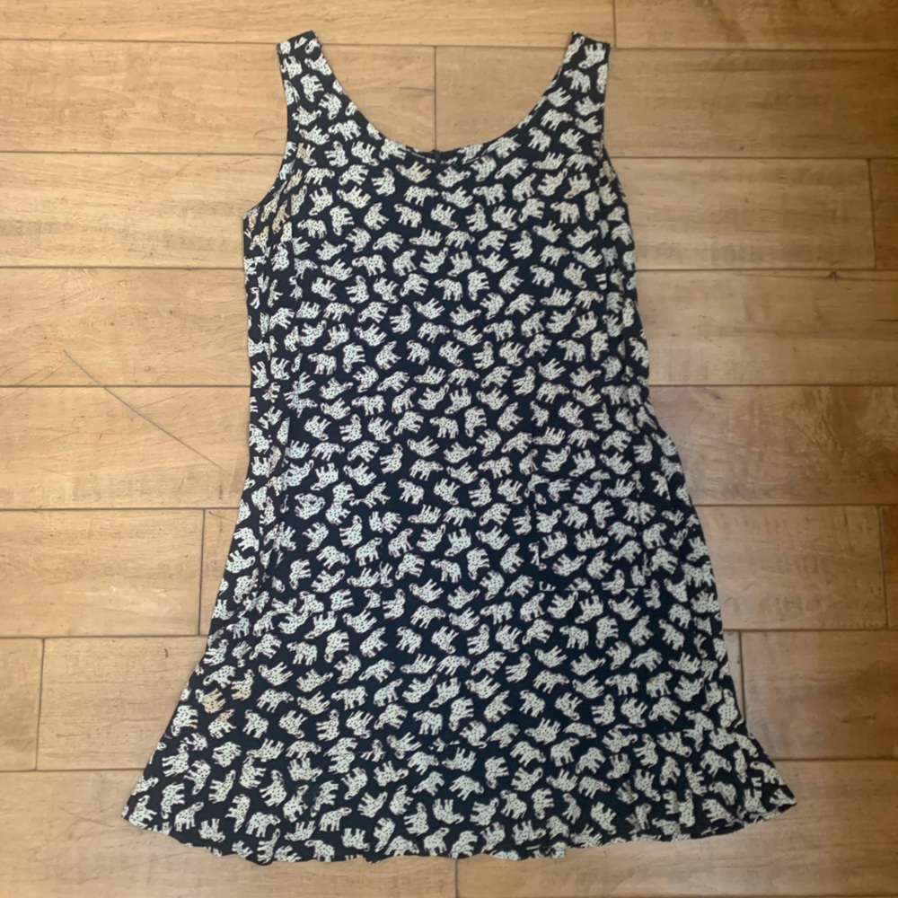 Vintage Elephant Print Mini Dress M